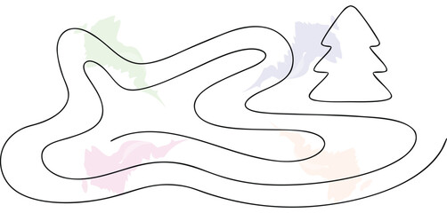 Minimal Winding Path and Tree Line Art