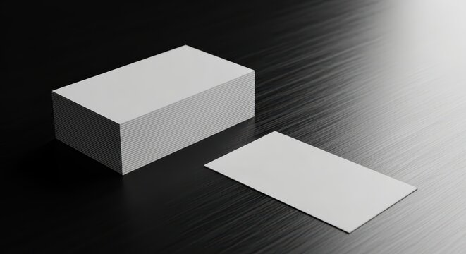 Blank business cards on dark wooden surface