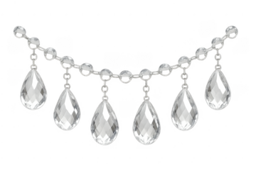 Hanging crystal chain with shining clear pendants