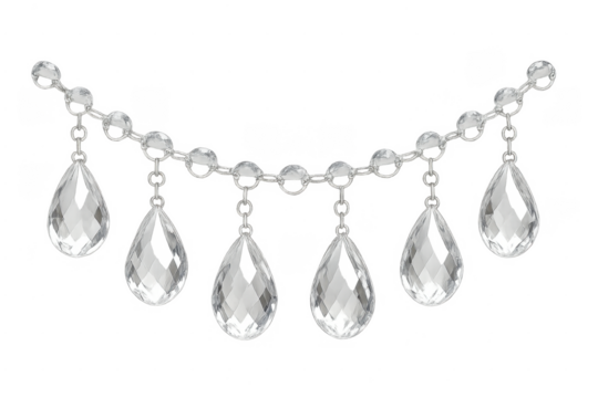 Hanging crystal chain with shining clear pendants