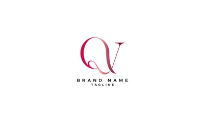 Fototapeta premium QV VQ Q AND V Abstract initial monogram letter alphabet logo design 