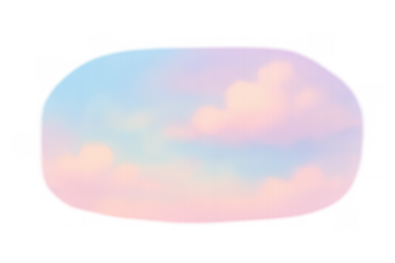 Dreamy pastel sky with fluffy clouds creating a soft gradient oval, an ethereal design element on transparent background