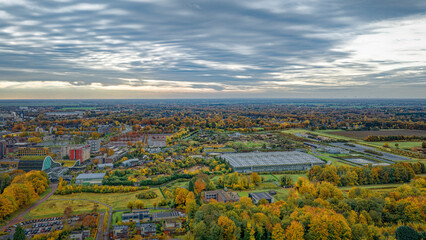 Scenic view of Emmen in autumn with colorful trees