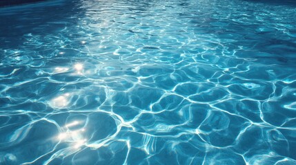 Fototapeta premium Sunlight dances on the surface of a crystal blue swimming pool creating beautiful patterns and reflections evoking a sense of relaxation and refreshment.