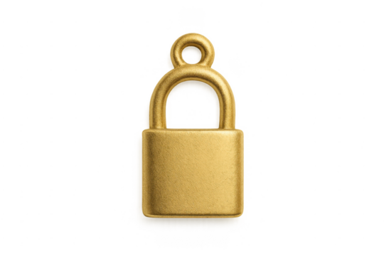 Golden padlock representing privacy, security, and protection concept