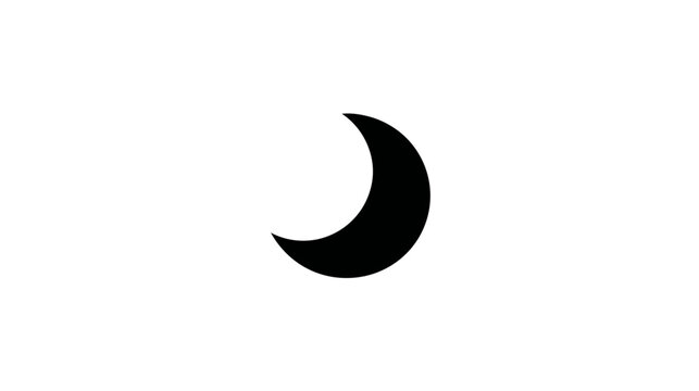Minimalist black crescent moon shape graphic on white background. Simple abstract symbol or icon for design elements and night concepts.