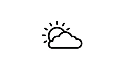Partly Cloudy Weather Icon. Simple Outline Graphic of Sun and Cloud for Forecast, App, or Web Design Element. Minimalist Symbol.
