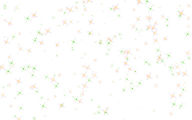 Delicate confetti background with peach and green stars isolated on transparent background, perfect for adding a touch of magic to any design or project