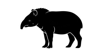Fototapeta premium Silhouette of a tapir against a white background