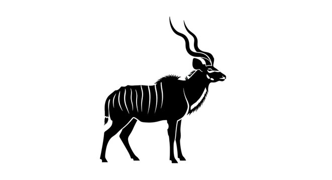 Silhouette of an antelope against white background