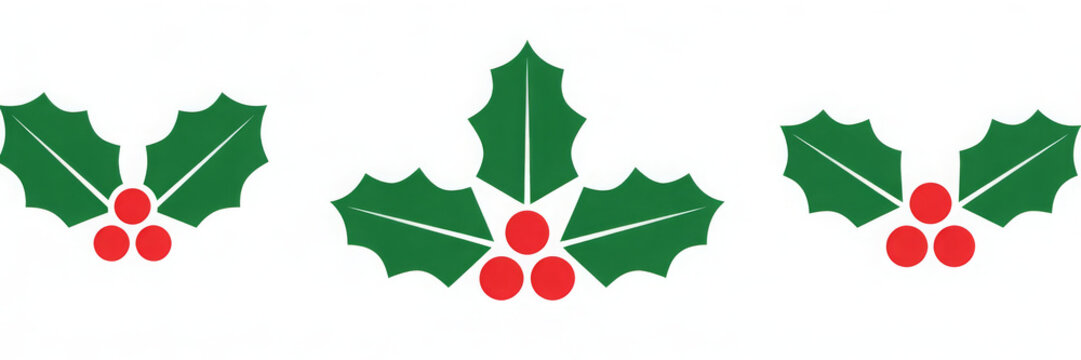 Set of holly berry icons simple flat vector design element isolated on white background for Christmas designs - Powered by Adobe
