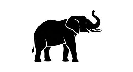 Obraz premium Silhouette of an african elephant on white background