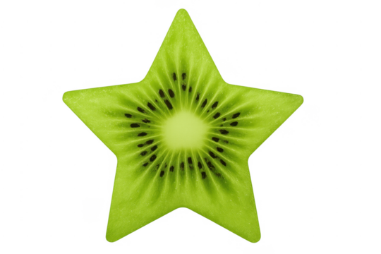 Star shape kiwi fruit slice with transparent background