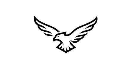 Obraz premium Soaring eagle icon in black and white