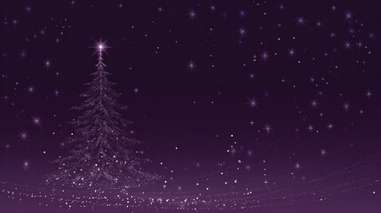 dark purple christmas tree card background with stars and lights