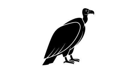 Silhouette of a vulture bird isolated on white