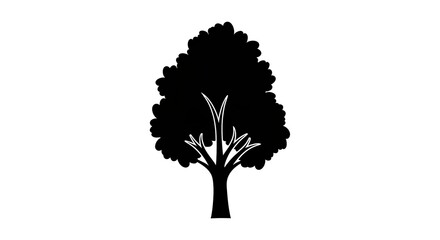 Silhouette of a tree isolated on white