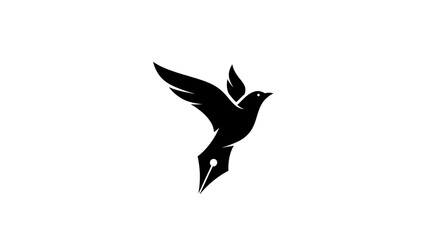 Soaring bird pen logo design concept
