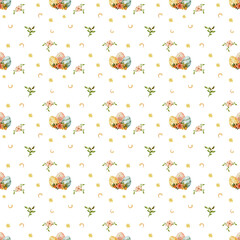 seamless pattern with flowers , easter, egg