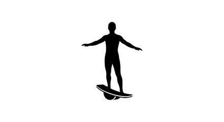 Silhouette of person on self balancing board isolated