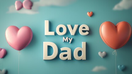This colorful graphic design spells 'Love My Dad' against a fun background, combining a playful atmosphere with heartfelt sentiment in a visually appealing way.