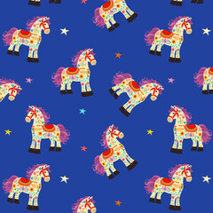 A fabulous, cheerful painted horse in bright folkloric colours.eps