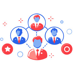 Business network illustration showing connected professional profiles teamwork and collaboration