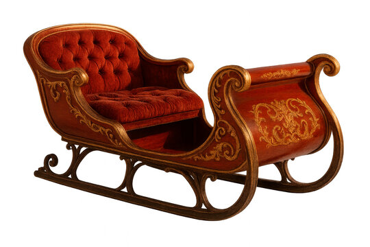 vintage wooden Santa sleigh isolated illustration