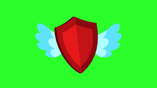 Flying Shield with Wings Symbolizing Safety and Defense
