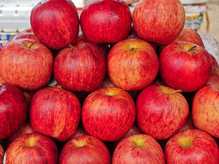 A vibrant group of crisp, red apples, their skins gleaming with a fresh, natural sheen. Perfect for healthy eating, seasonal themes, or illustrating abundance, a symbol of nourishment and vitality.