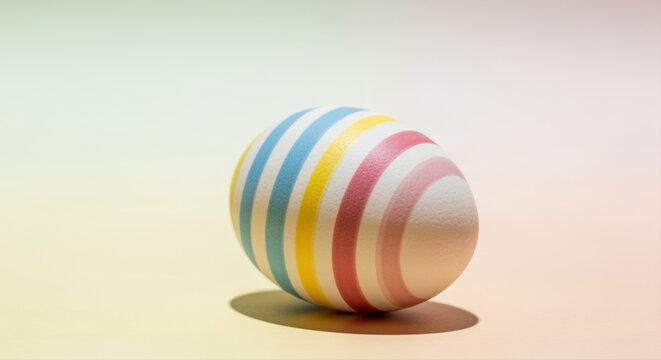 colorful striped easter egg on pastel background symbolizing spring celebration and joy - Powered by Adobe