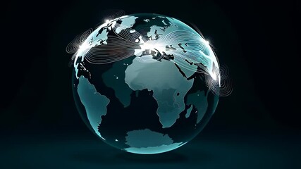 Holographic Data Visualization of a futuristic global network, showing digital communication and data connections across the Earth. - Powered by Adobe
