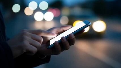 Using smartphone at night mobile technology concept communication and digital lifestyle device - Powered by Adobe