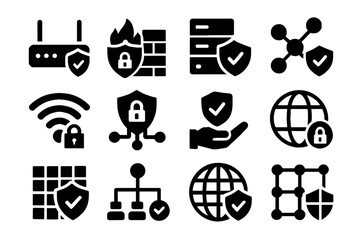 Lock nodes icon safety wall icons vector net secure proxy network security