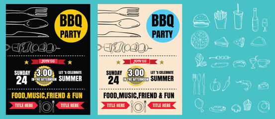 Barbecue party invitation. BBQ template menu design. Food flyer.vector format eps10