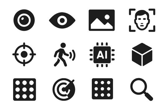 Image vector cube chip pattern icon computer magnifier eye motion vision lens