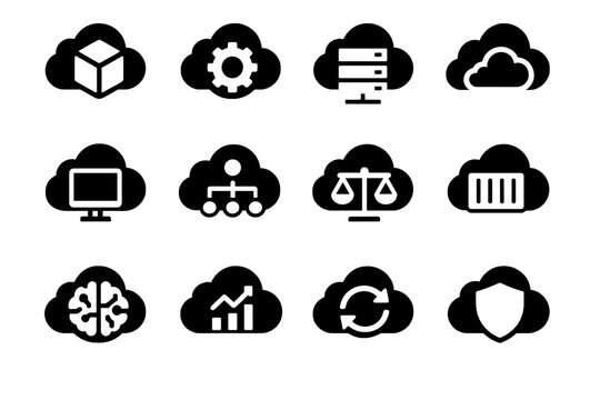 Integration desktop computing network balancer vector load icons data cloud analytics rack