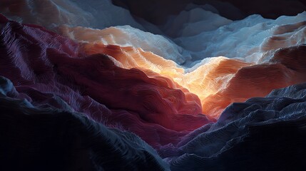 Red rocks of the Utah national park canyon reflect the sunset sky, a heart in the desert night