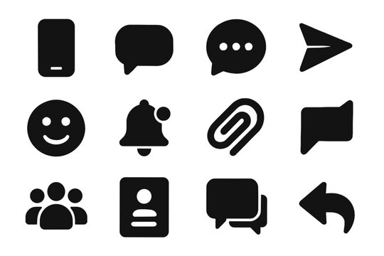 Plane grid message icon messaging paper bell notification bubble icons vector thread