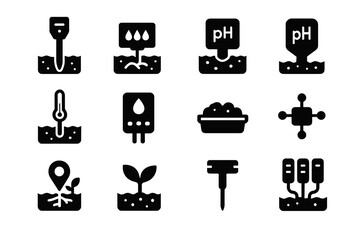 Monitoring panel soil growth icon agritech nutrient vector sensor moisture controller stage