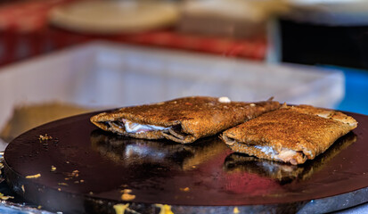 Breton buckwheat crepe or galette at the Strasbourg Christmas Market in France