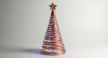 Copper Wire Christmas Tree with Blue LEDs