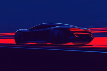 Futuristic concept car with neon pink trails