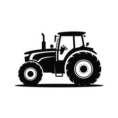 Obraz premium Black silhouette of a modern farm tractor