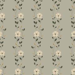 Minimalist vintage floral seamless pattern in pastel colors