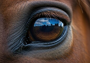 Equine Gaze Reveals a Detailed Sky and Field Reflection