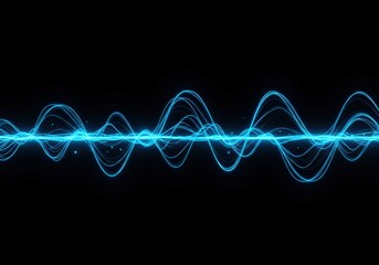 Abstract Blue Sound or Data Waves with Glimmering Particles