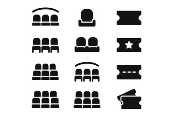 Cinema icons collection: tickets and theater seating symbols