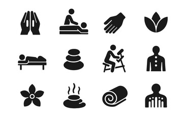 Massage therapy and spa icons for relaxation and wellness