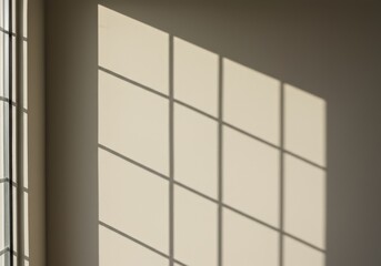 Sunlit Window Frame Shadow Grid on a Light Wall